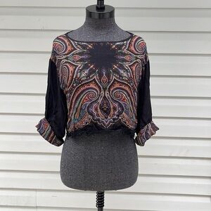 Platinum By Dorothy Schoelen Vintage Multicolor Crop Top Size Small